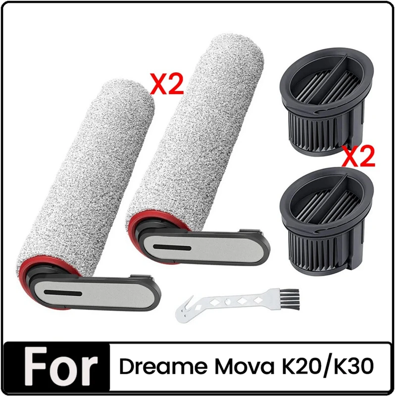 

5PCS Brush Roller And HEPA Filter Set For Dreame Mova K20/K30 Series Cordless Dry And Wet Vacuum Cleaners Parts