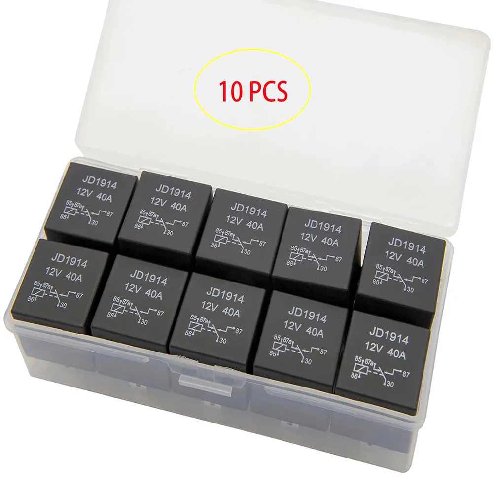 10 Pieces 4Pin 5 Pin  40A Car Relay Waterproof 12V 24V 4P 5P Relay Replacement Automotive Set for Van Auto Motorcycle Truck