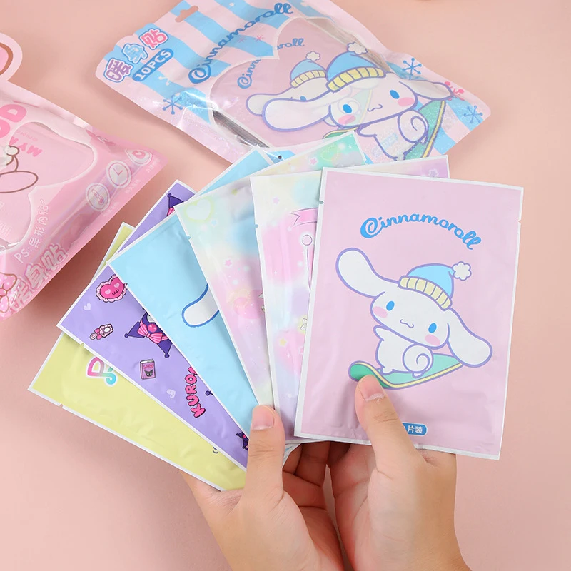 10 ชิ้น Sanrio Hello Kitty Body Warmer สติกเกอร์ Kuromi Cinnamoroll กาวความร้อน Pack ความร้อนด้วยตนเอง Patch สําหรับ Cramp Pain Relief