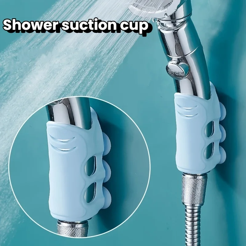 2pcs Non perforated silicone strong suction cup handheld showerhead fixed clip bathroom showerhead lazy holder