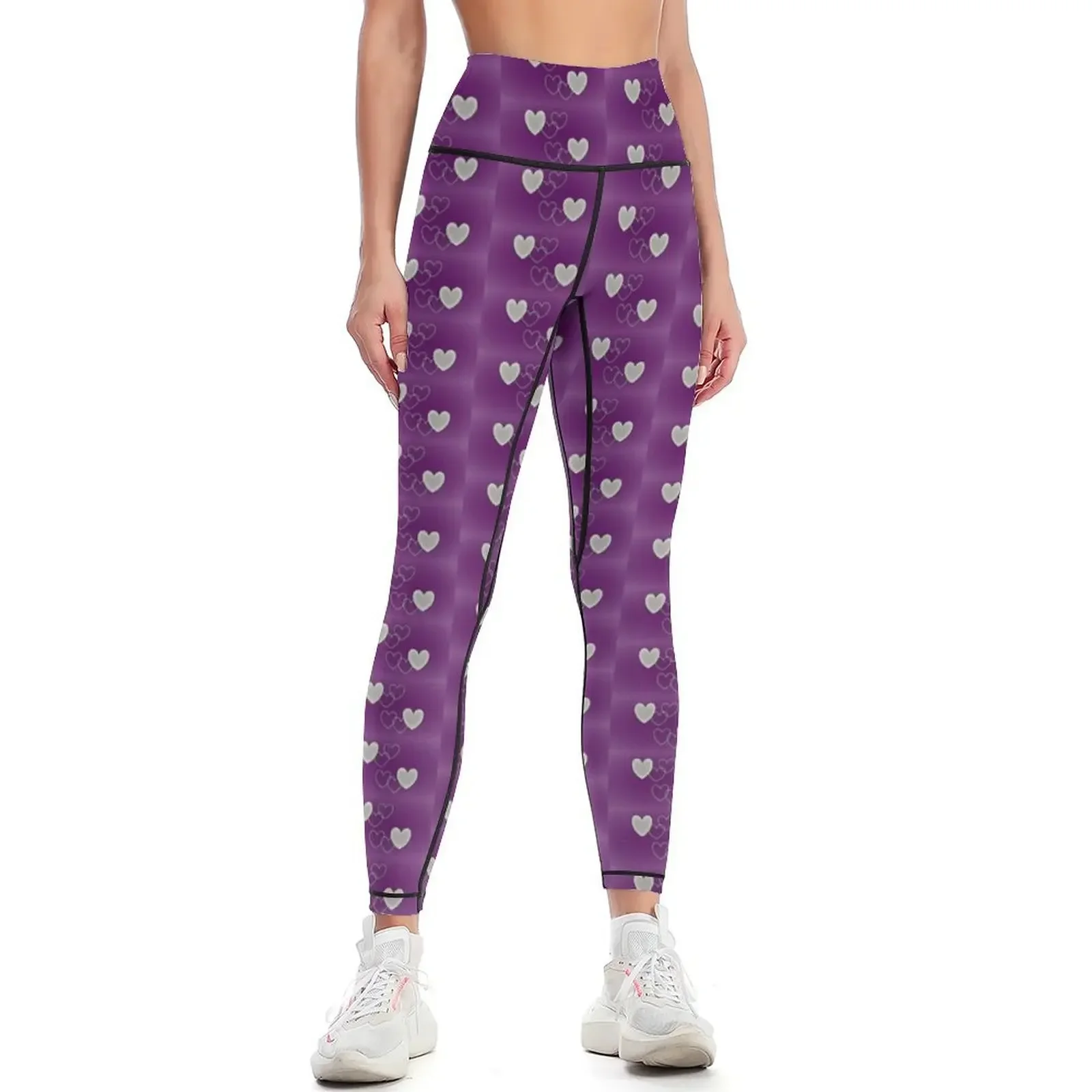 purple hearts Leggings Fitness woman Sportswear woman gym Jogger pants gym pants Womens Leggings