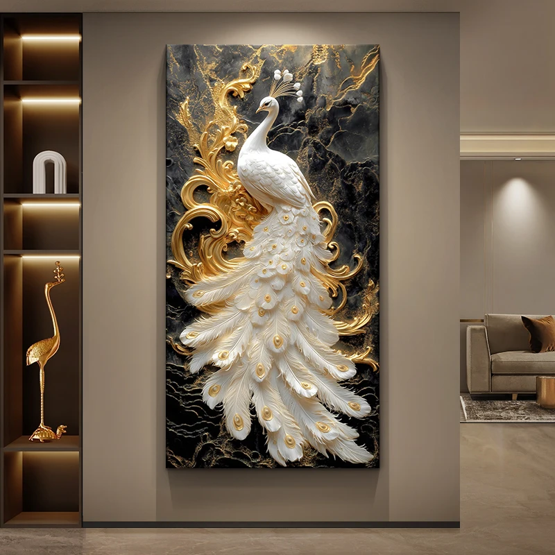 /Peacock Chinese Style Draw Bedrooms Modern Metal Wall Art Luxury Cute Interior Portrait Big Size Repisa Space Saving Furniture