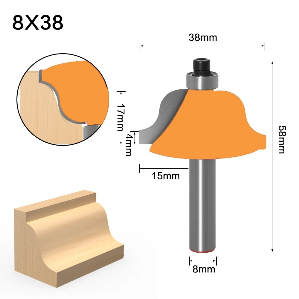 Fraise à Tige en Carbure Massif, Outils CNC, Mèche de Routeur de Bordure et de Moulage, 8mm, 1 Pièce