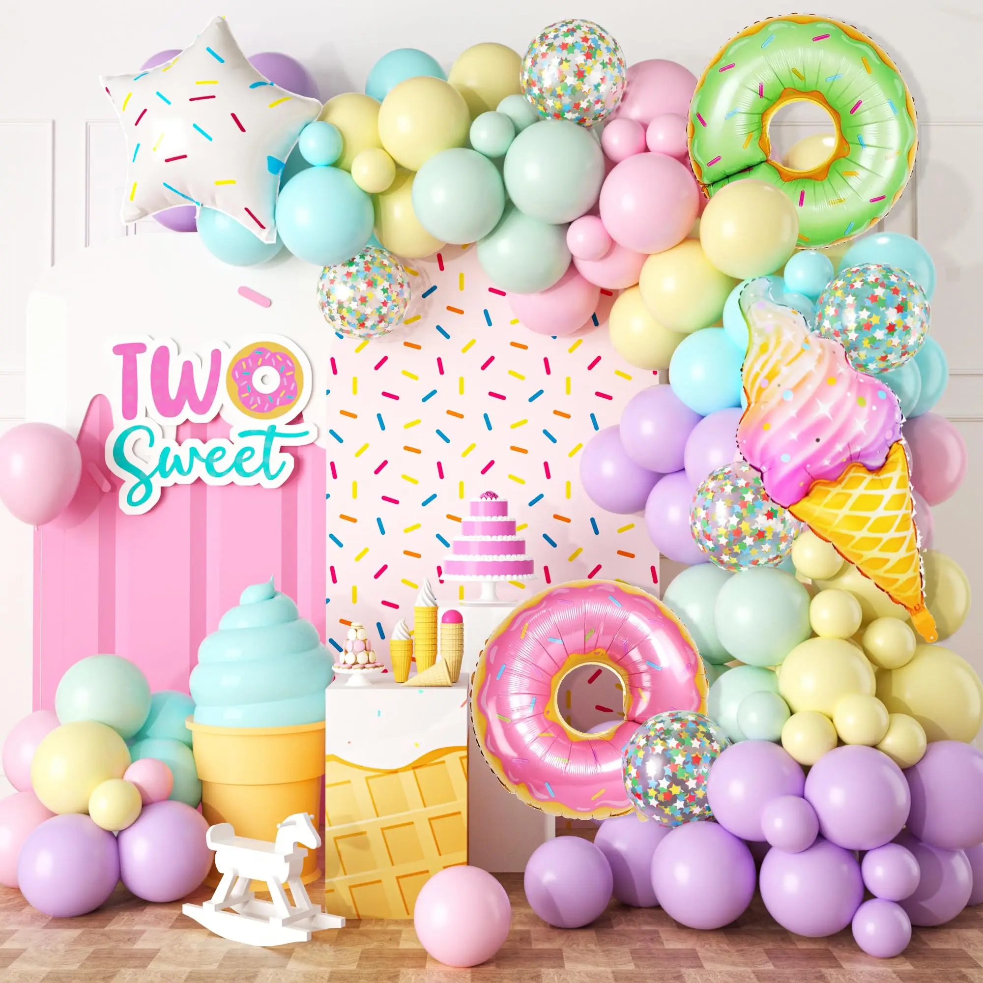 CandyDonut Ice Cream Macaron Colorful Foil Balloon Garland Arch Kit Wedding Birthday Party Decoration Kids Baby Shower Girls Toy