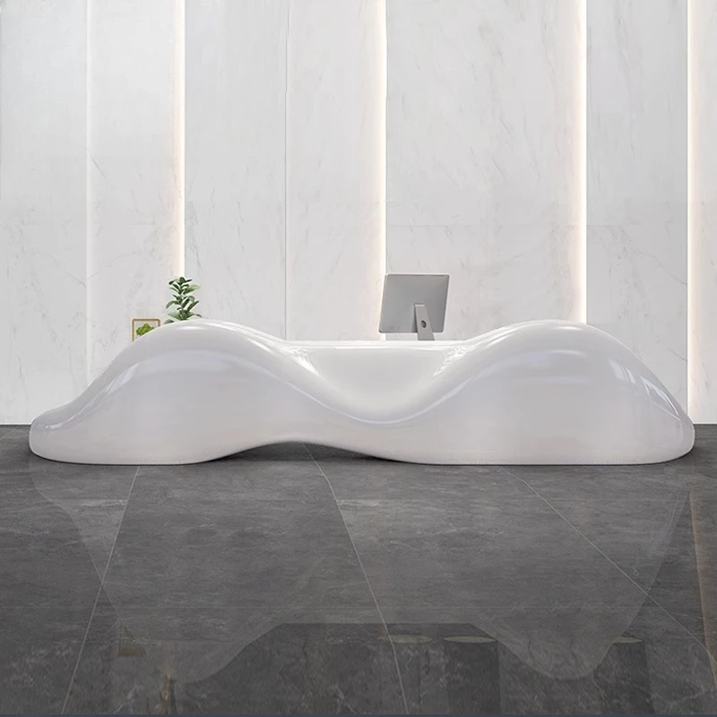 

Luxury High-end Reception Desks Design Front Desk White Elegant Reception Desks Checkout Modern Schreibtisch Office Furniture