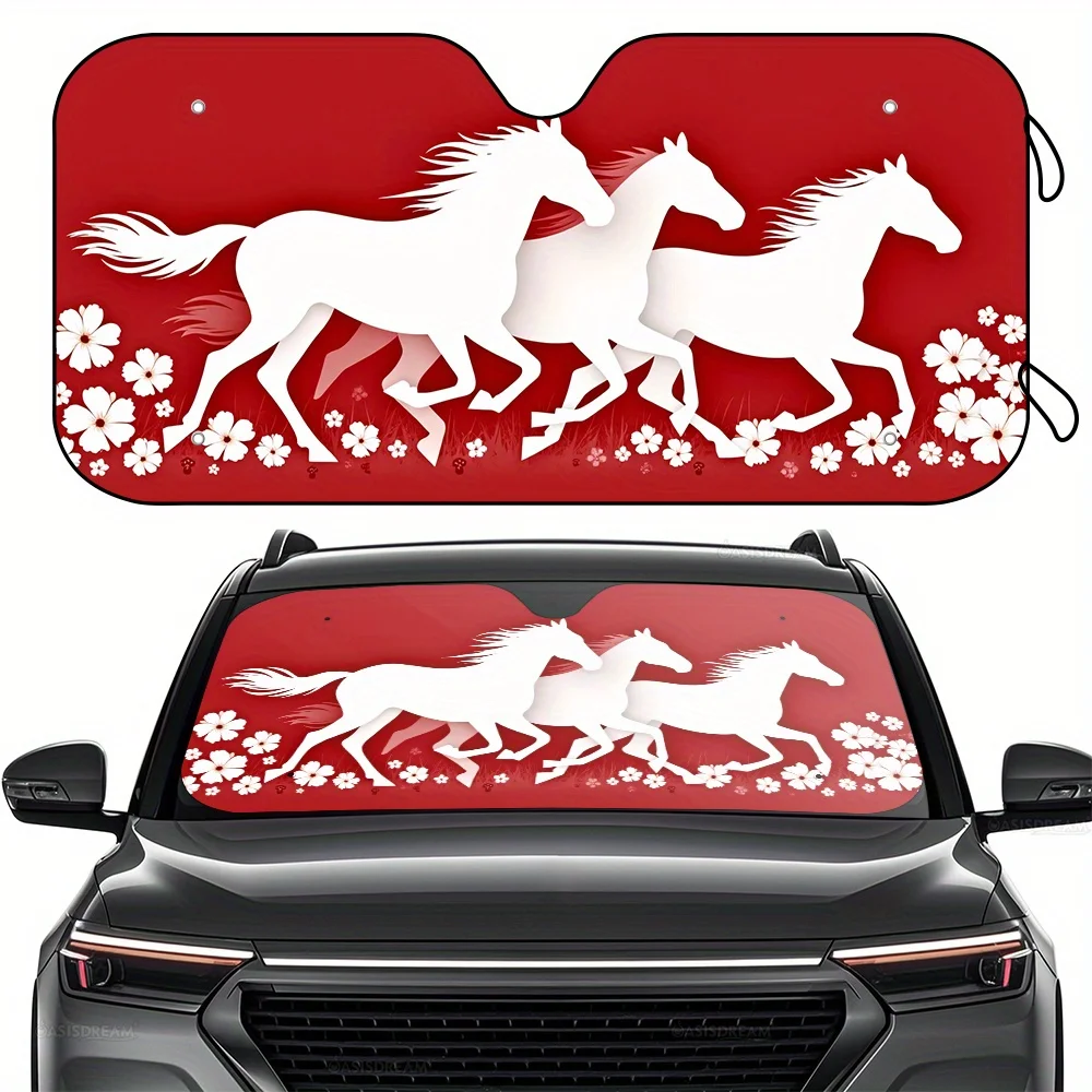 

Цельный солнцезащитный козырек с УФ-защитой и силуэтом гоночной лошади для переднего лобового стекла автомобиля, в комплекте с