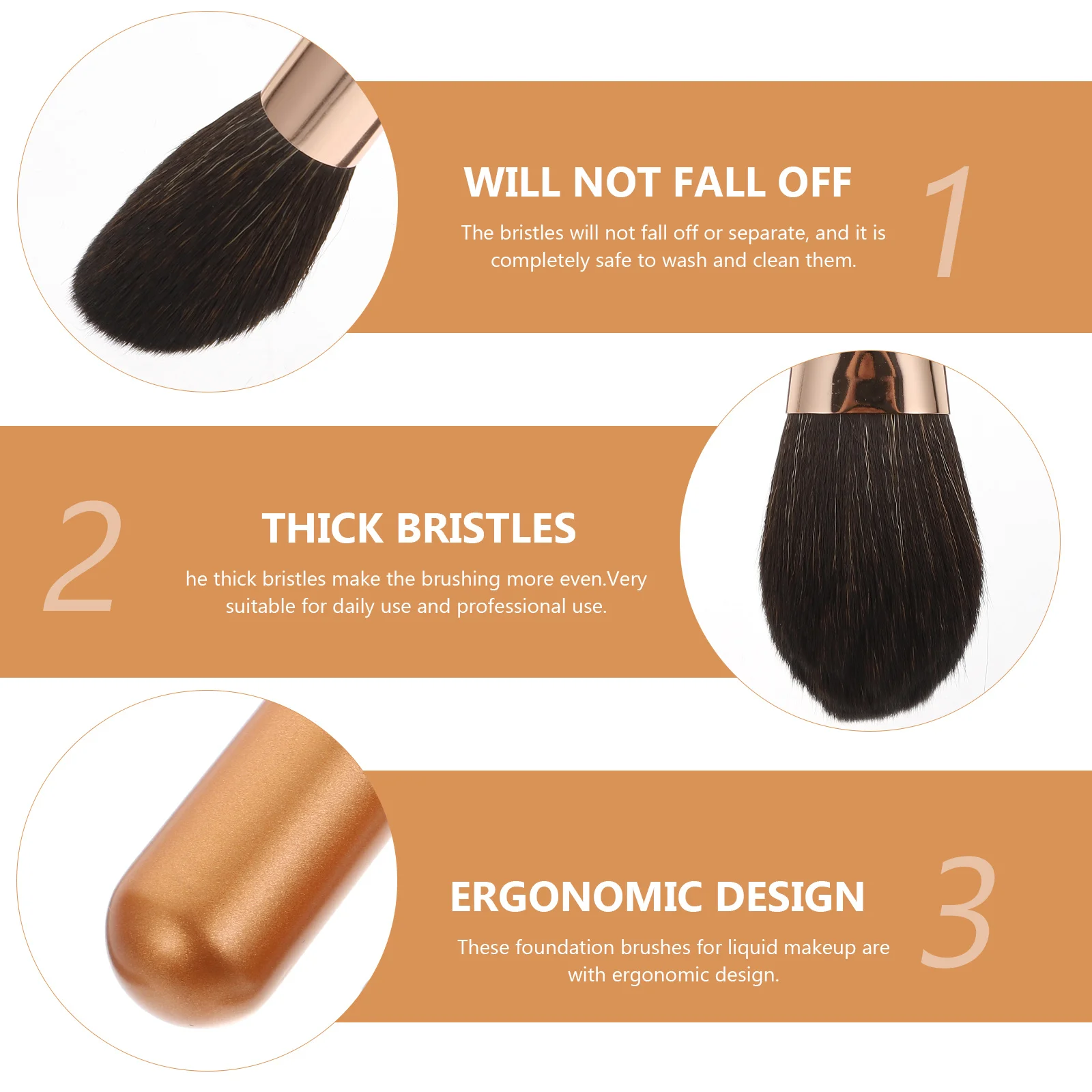 Brosse de fond de teint en poudre à Blush à Double extrémité, 2 pièces, poils ergonomiques haute densité pour maquillage liquide, poudre libre professionnelle pour le visage