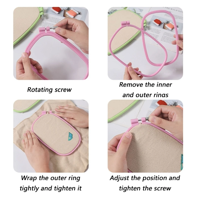 Set of 3 ABS Plastic Embroidery Hoop Candy Color Creative Craft Tool Holder C7AC