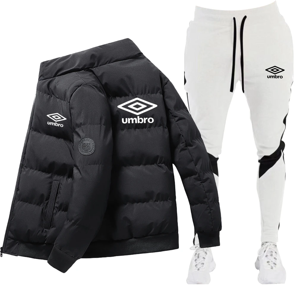 

2024 Fashion Winter Korean UMBRO Men's Fashion Warm New Windproof High Quality Polyester Zipper Jacket and Pants 2-p