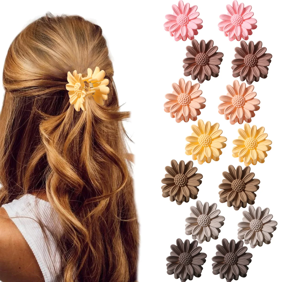 

12PCS 4CM Fashion Sweet Candy Colorr Acrylic Hair Clip For Women Hair Claws Crab Clamp Barrettes Hawaiian Headwear Accessories