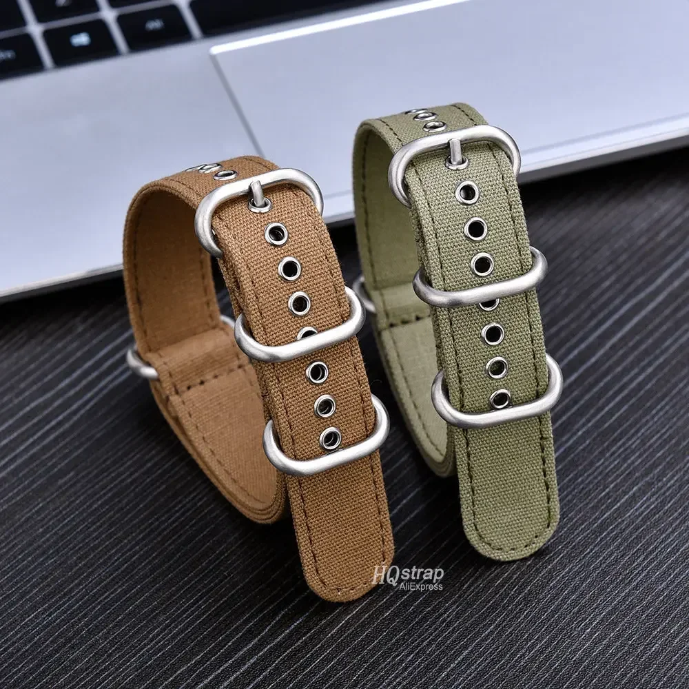 18mm 20mm 22mm Canvas Nylon Watch Band Universal Smartwatch Replacement Strap for Seiko for Samsung Watch 5 4 3 Bracelet