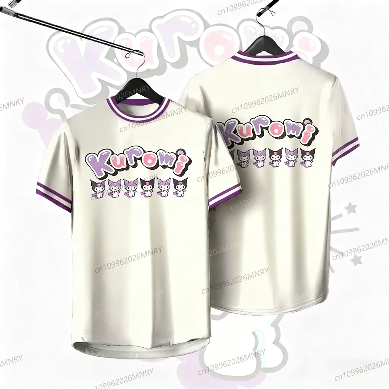 

Футболка Sanrio Cinnamon Roll для всей семьи: повседневная, легкая, дышащая, с круглым вырезом, мужская и женская, с коротким рукавом