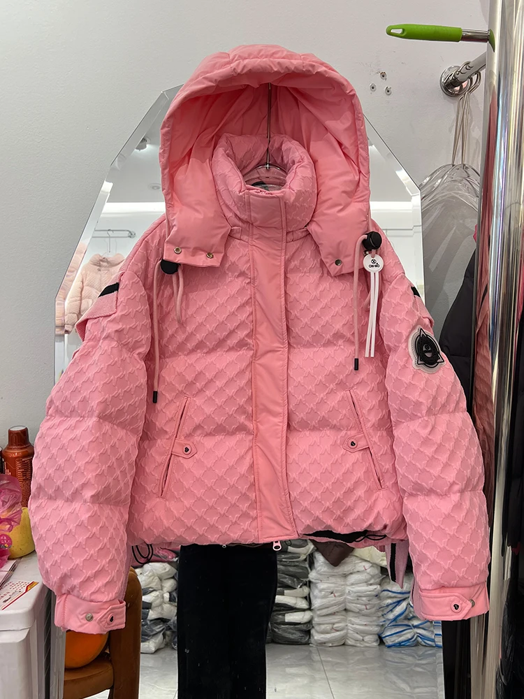 Mulheres inverno para baixo jaquetas curto designer de moda casaco feminino cor contraste à prova dwaterproof água quente parka 2024 novo