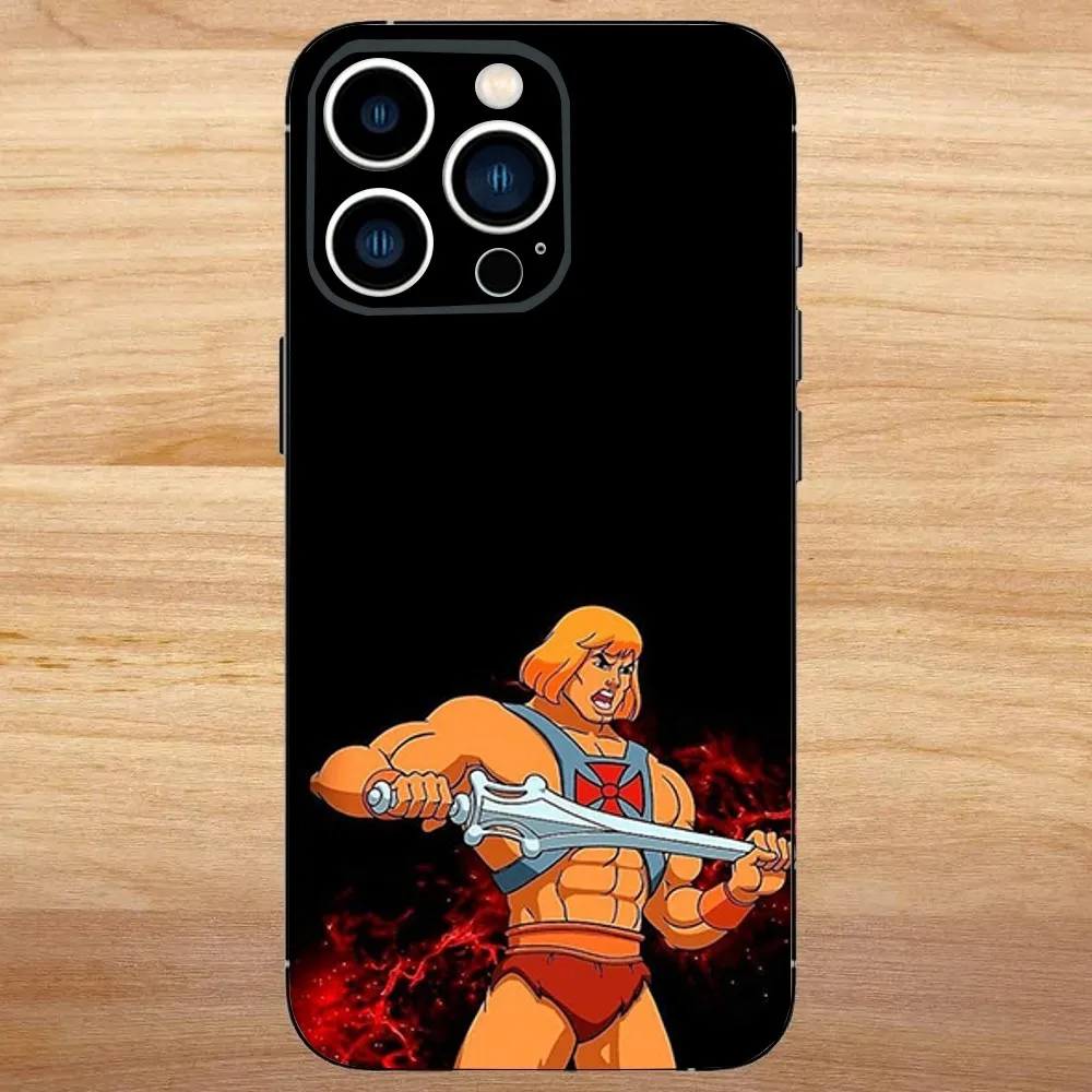 حافظة هاتف H-He Man لهاتف iPhone 16,15,14,13,12,11,Mini,Pro,SE,MAX غطاء أبيض غير لامع مقاوم للصدمات