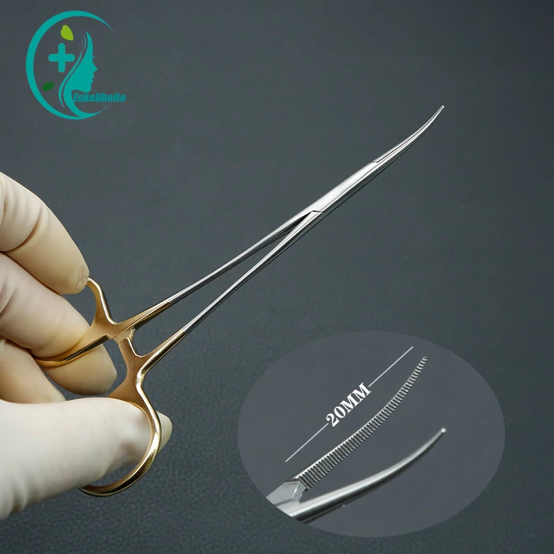 

Cosmetic Plastic Pouch Fine Hemostatic Forceps Microvascular Forceps Elbow Double Eyelid 12.5cm Stainless Steel Fat Clamp