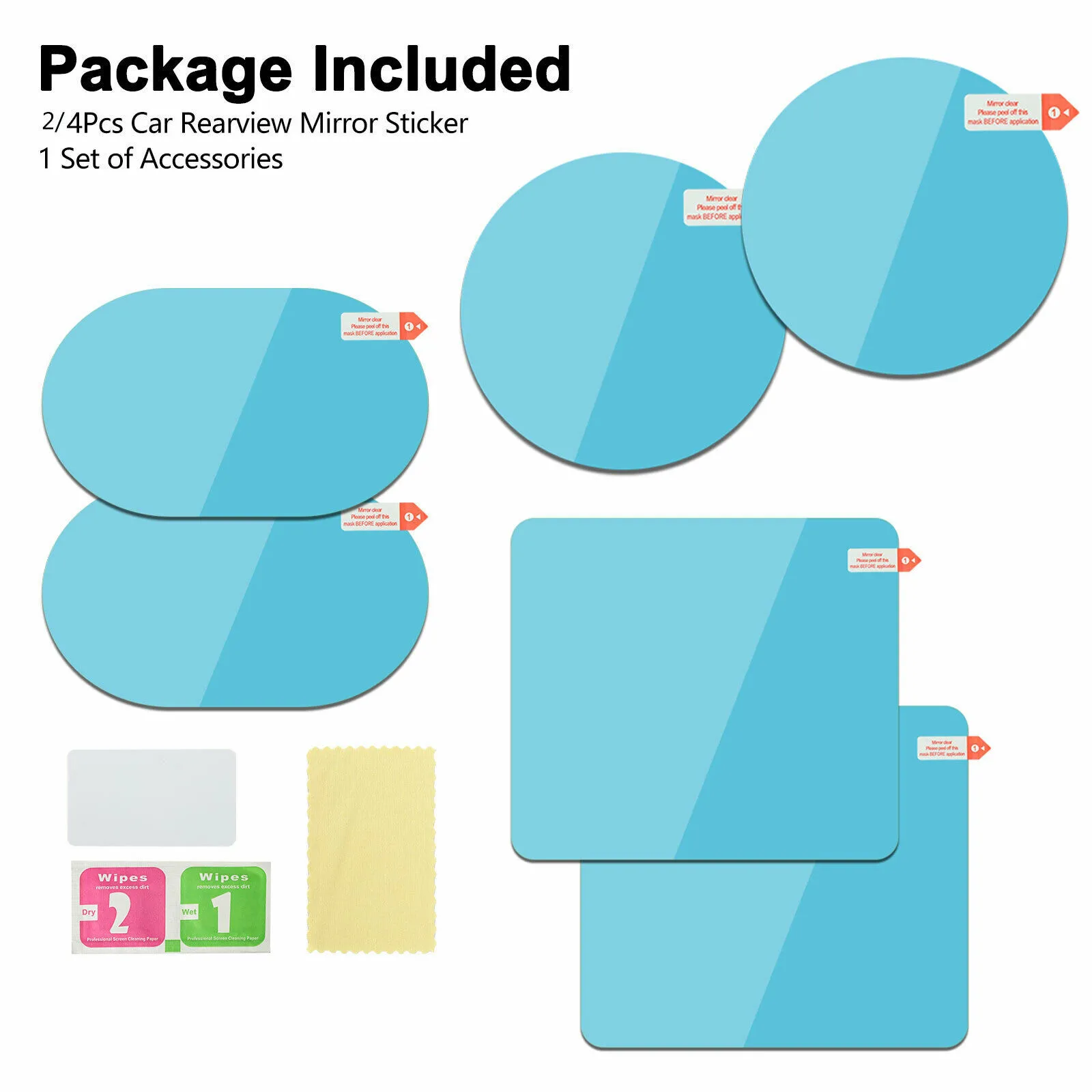 6 Pack Car Side Window Anti Fog Protective Film for Mirrors and Casement Glass Rainproof Scratch Resistant Clear Visibility