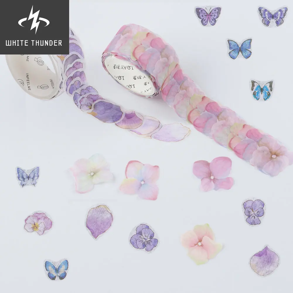 200Pcs/Roll Flower Petals Washi Tape Diary Paper Stickers Roll Cute Adhesive Paper Tape DIY Scrapbooking Stationery Sticker