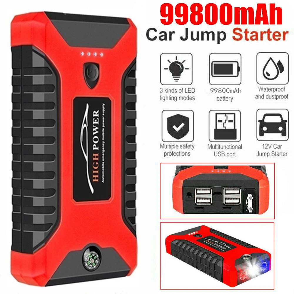 

Car Jump Starter Quick Start Power Bank 99800mAh Fast Charger For 12v 2A Starting Charger For New Cars Emergency Booster Battery