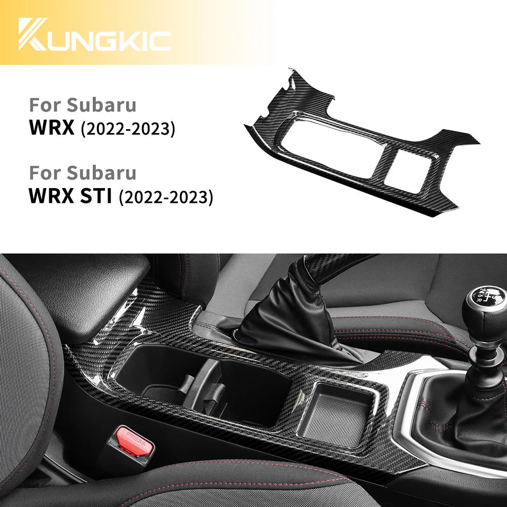 Real Hard Carbon Fiber Sticker For Subaru WRX 2022 2023 2024 Water Cup Holder Frame Decoration Cover Trim Accessories