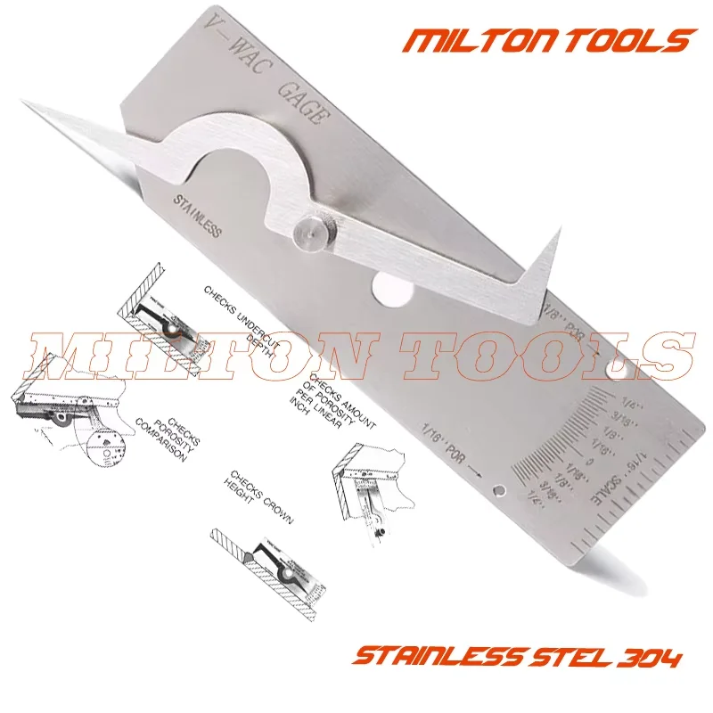 Weld Gauge Undercut Inspection Gauge V-WAC Weld Nibbles Metric Inch Millimetre Reading