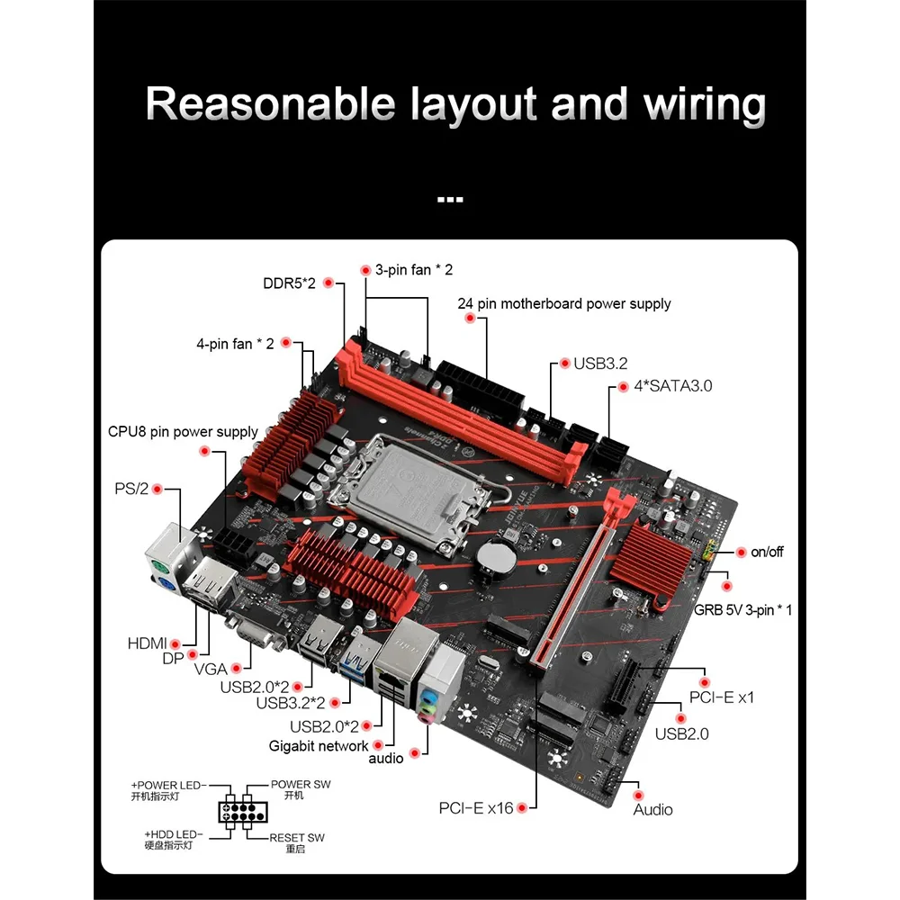 Imagem -06 - Kit Motherboard Dual Channel Memória Suporte Ram M.2 Nvme H610m d5 12400f Lga1700 2x16gb 32gb 4800mhz H610m Gaming d5 Jginyue-h610