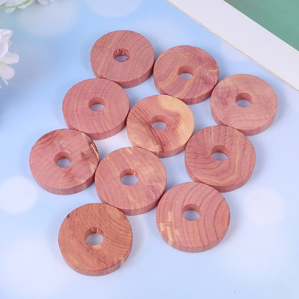 20 Pcs Ring with Hole Natural Aromatic Cedar Wood Blocks Moth-proof Wardrobe Discs 20pc Home Decor 4X4CM Wooden Protection