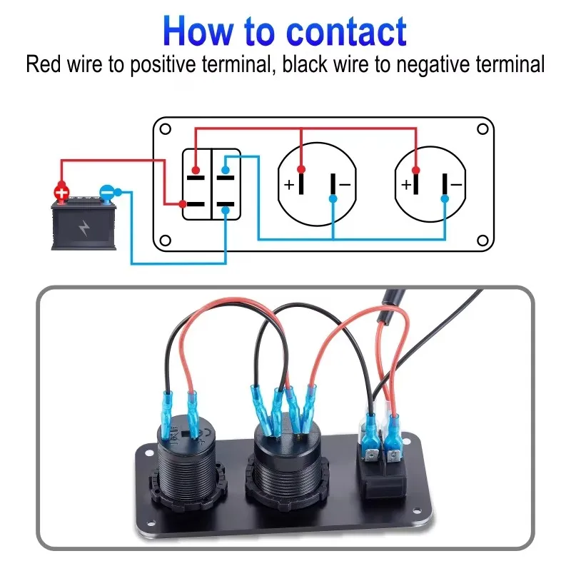 PD QC3.0 Car Charger Socket Quick Charge 12V/24V For Motorcycle Auto Truck ATV RV Bus Dual USB Power Adapter Outlet LED Light