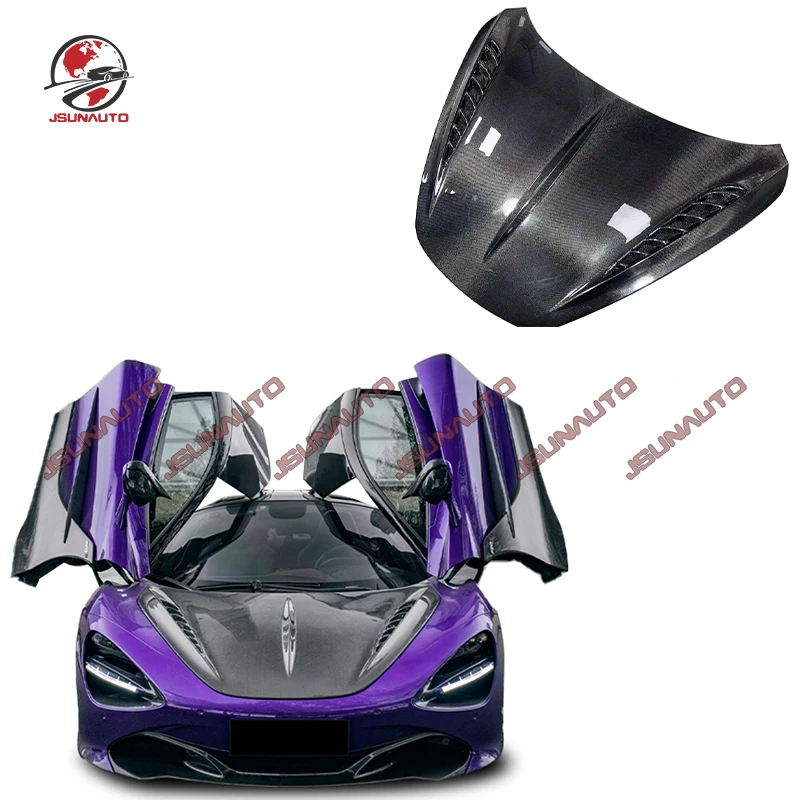 

High Quality Carbon Fiber Two Side Front Engine Hood Cover For McLaren 720s To Top Style Carbon Car Bonnet Cover Accessorie