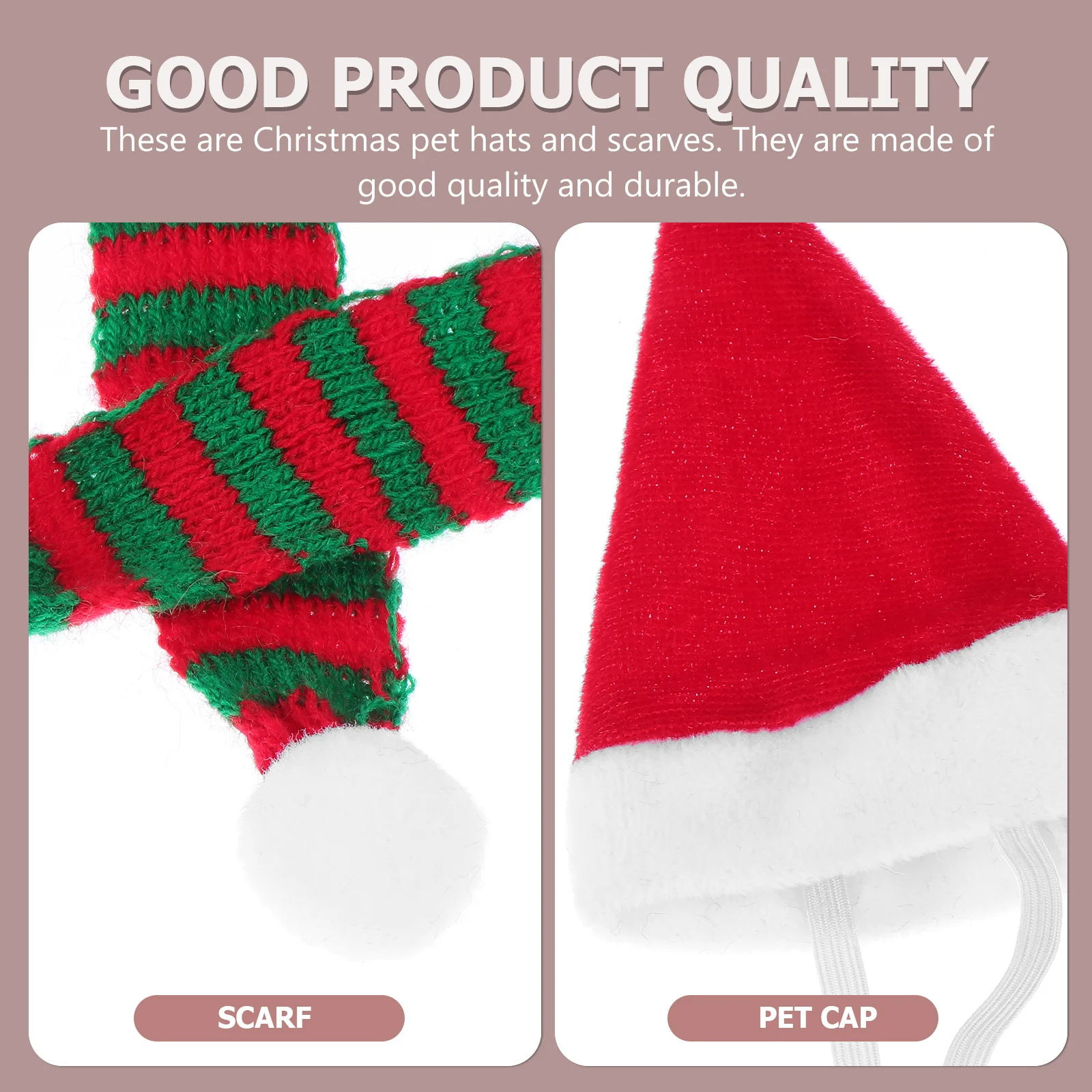 

1 set Christmas Pet Hats Scarfs Set For Small Animals Cute Holiday Costume Accessories Rabbit Hamster Guinea Pig Xmas Party Wear