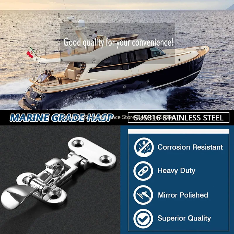 

Полированный ремешок из нержавеющей стали 316, дверная петля, фурнитура для скрытого монтажа на палубе для морской лодки, яхты, пряжка для автофургона