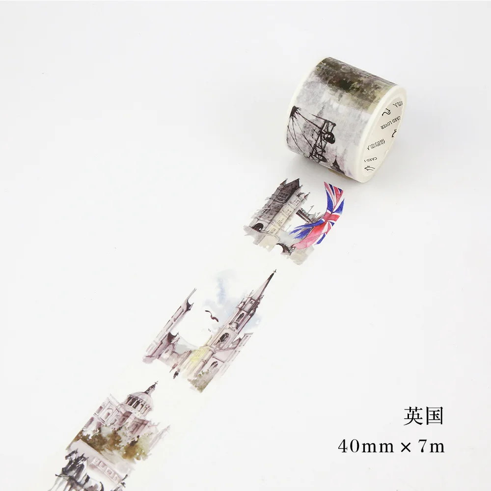 4cm*7m Travelling The World Buildings Washi Tape Adhesive Tape DIY Scrapbooking Sticker Label Masking Tape