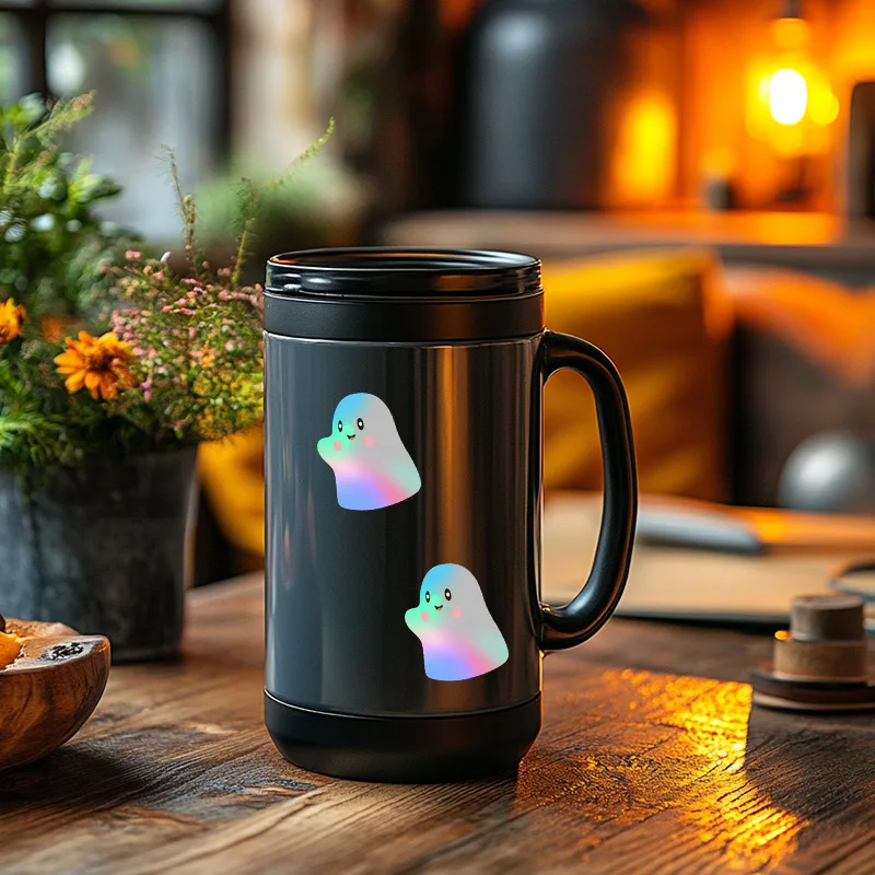 ملصقات شبح الهالوين ليزر لطيف بو شبح ثلاثي الأبعاد ملصق شارات لأجهزة الكمبيوتر المحمول مغلف مجلة ديكور لوازم الحفلات