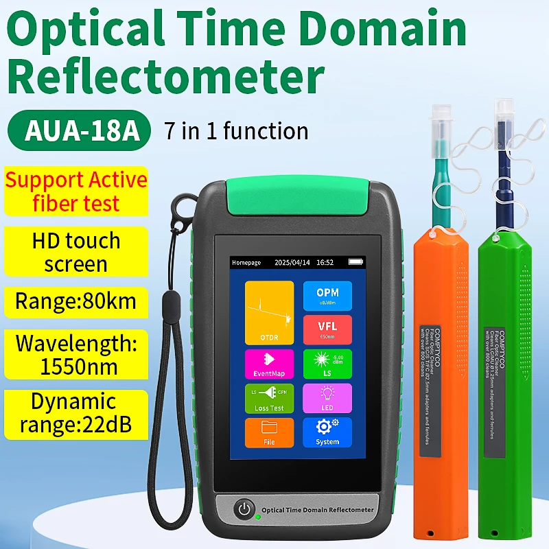 

80KM OTDR Active Fiber Testing(Optional) Optical Time Domain Reflectometer AUA-18/180/161/162/165 Fiber Tester With OLS OPM VFL