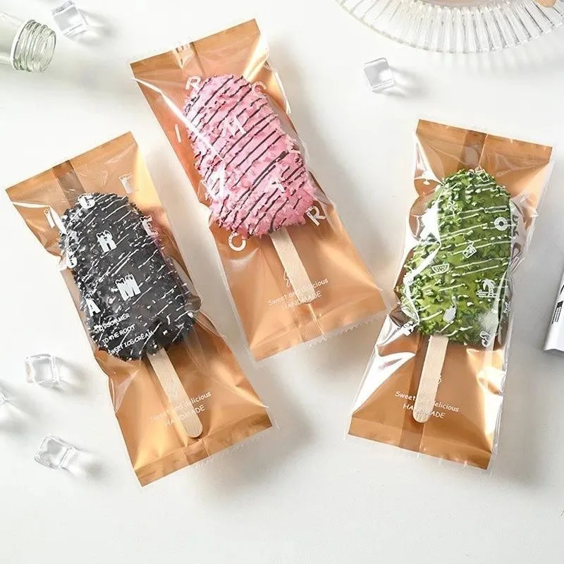 

100pcs Thickened Ice Cream Bag Ice Cream Plastic Machine Sealing Bag Household Transparent Stick Ice Cream Stick Packaging Bag