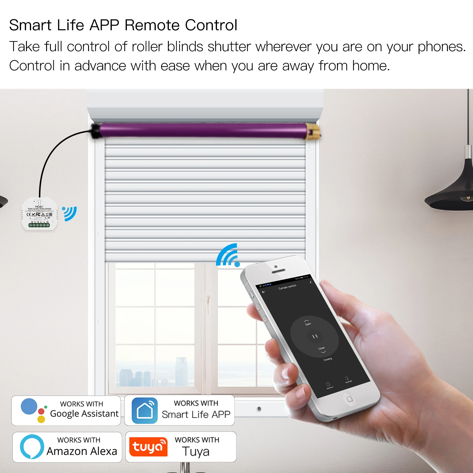 Moes Tuya Smart Life WiFi RF Modul Sakelar Tirai Buta Venesia untuk Pintu Rana Rol Listrik Google Home Alexa Smart Home