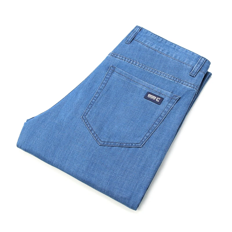 2023 얇은 또는 두꺼운 소재 새로운 남성 스트레이트 럭셔리 청바지 비즈니스 레저 클래식 스트레치 소프트 바지 데님 바지 남성
