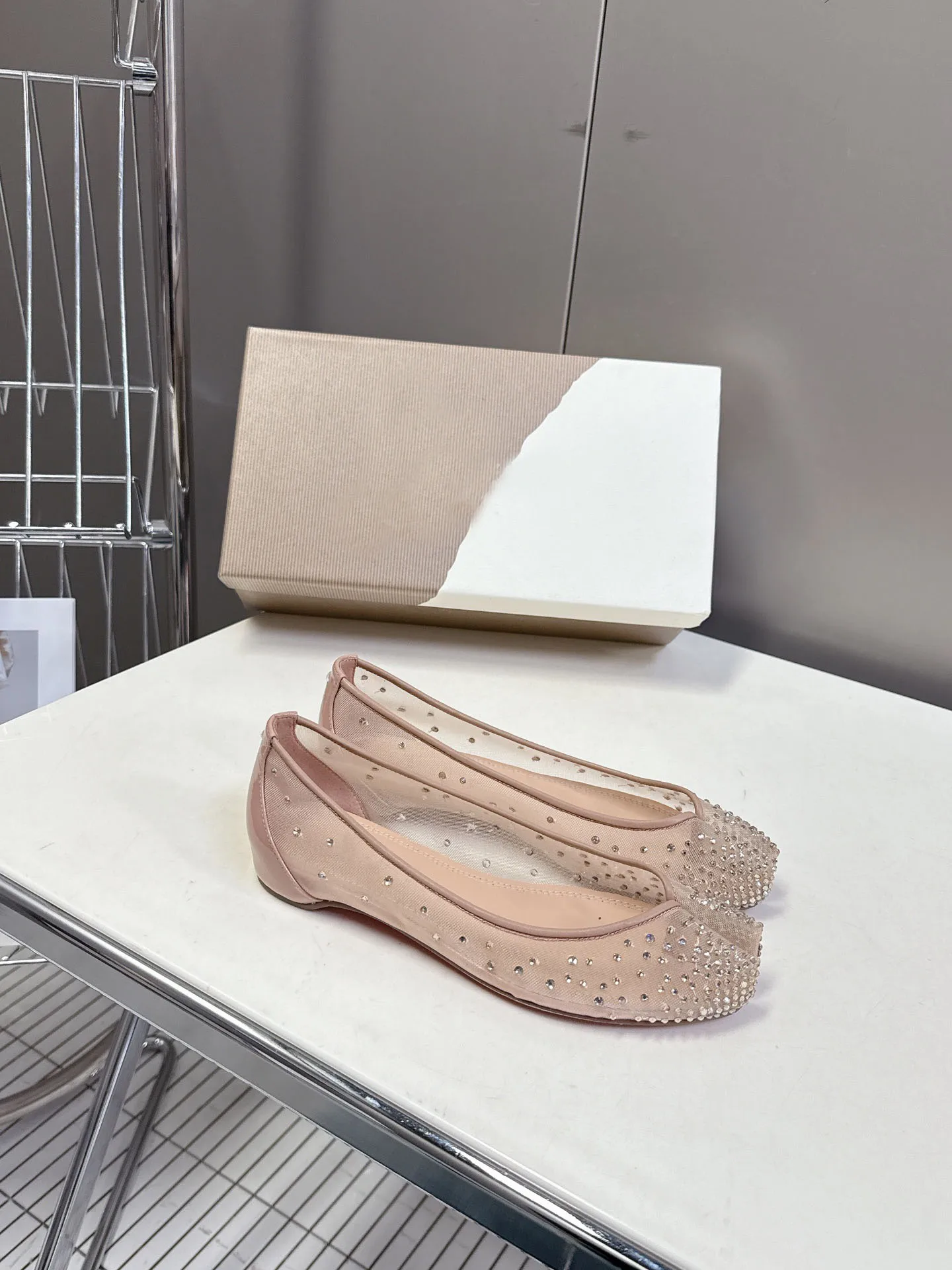 Buty damskie Baleriny Strass Mesh Tabi Flats Toe Split