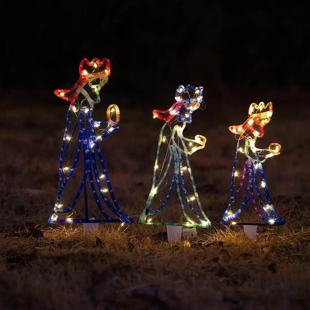 Outdoor Christmas LED Three 3 Kings Silhouette Motif Rope Light Decoration For Garden Yard New Year Christmas Decoration Party