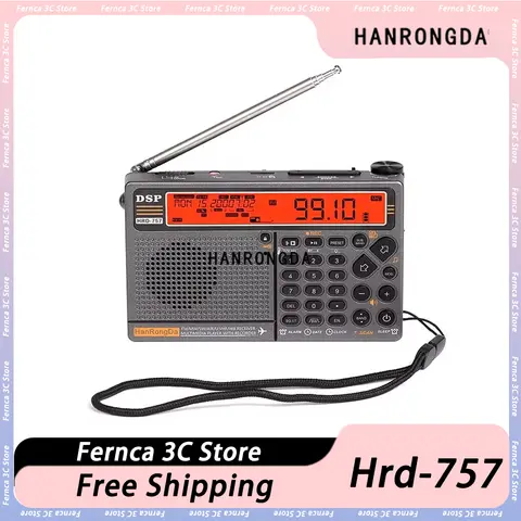 Hanrongda Hrd-757 라디오 Fm 전대역 Bluetooth 라디오 Fm 카드 Aux In이 포함된 2개의 Ips 화면 비상 수신기 배터리 사용자 정의 재생
