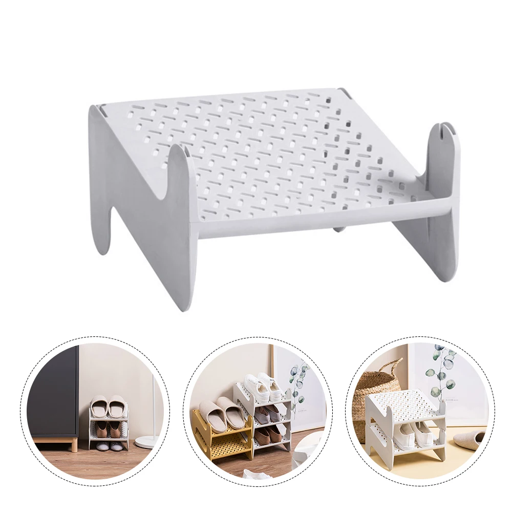 

Space Saving Shoe Household Stack-Able Plastic Shoes Shelf Multi-Layer Non-Slip Design Simple Style Home Organizer Rack For Dorm