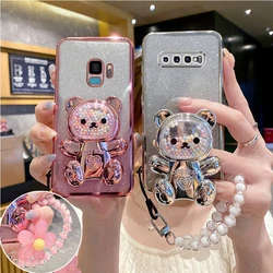 S 9 8 10plus Flower Strap Bear Phone Holder Case On For Samsung Galaxy S8 S10 S9 Plus s9 s8plus s10 s 8 s9plus Stand Cover