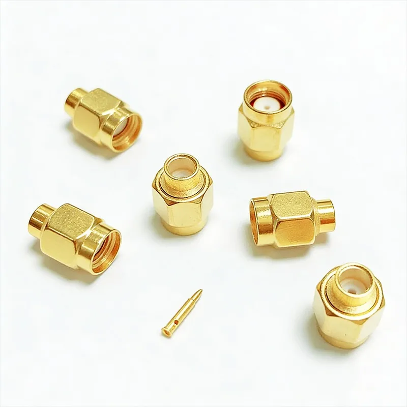 Brass SMA Male Solder Connector, RF Coaxial SMA Plug for RG405 Cable, 50 Ohm Gold Plated