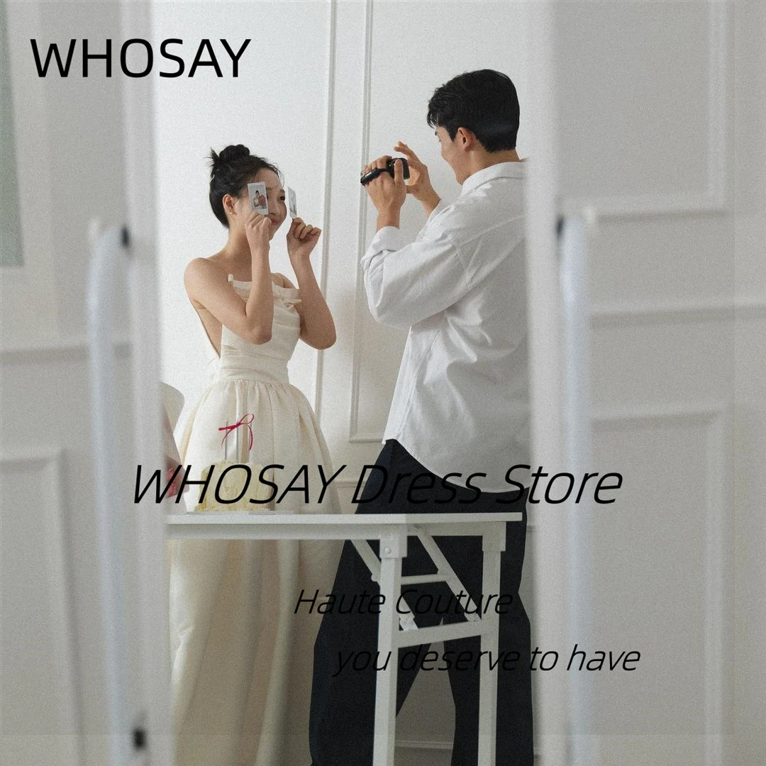 WHOSAY Korea Wedding Dresses 2024 Spaghetti Strapless Bridal Gowns Ruched A Line Vestidos Des Noches Formal Party Dress