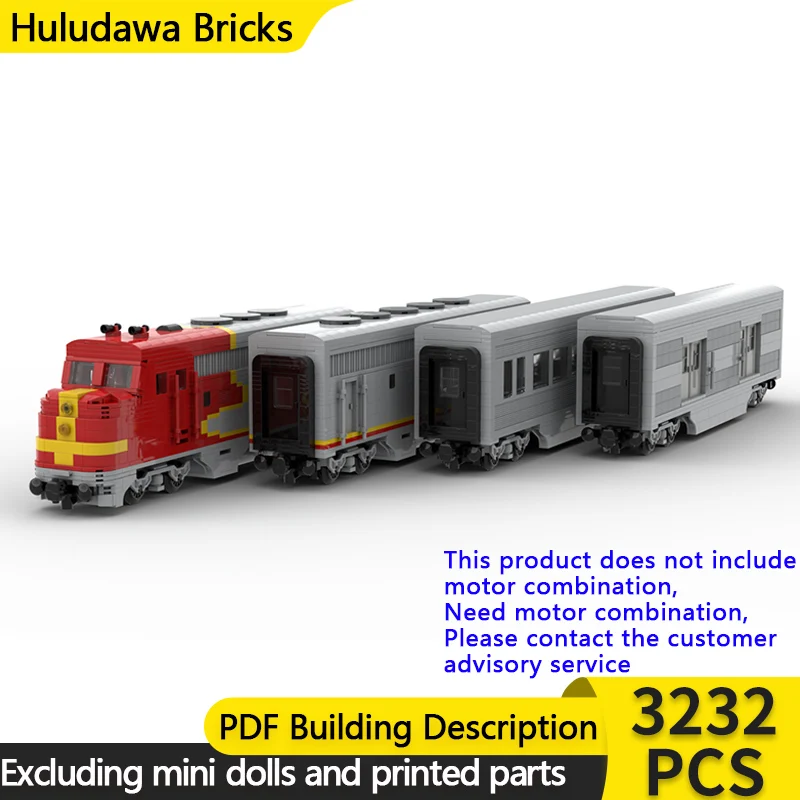 

City Car Model MOC Building Bricks F7 Santa Fe Diesel Locomotive Modular Technology Gifts Holiday Assemble Children Toys Suit