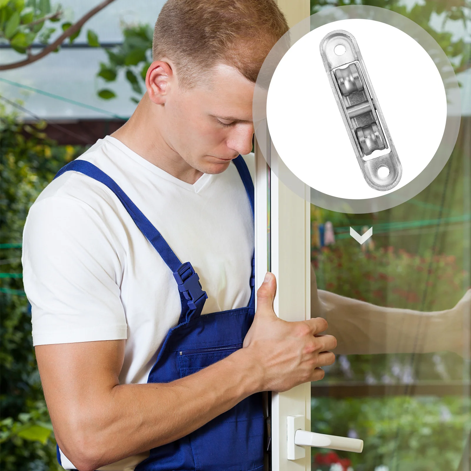 

4Pcs Window Door Pulley Wheel Set Nylon Roller Double Bearings Ergonomic Labor Saving Easy Installation Home Accessory