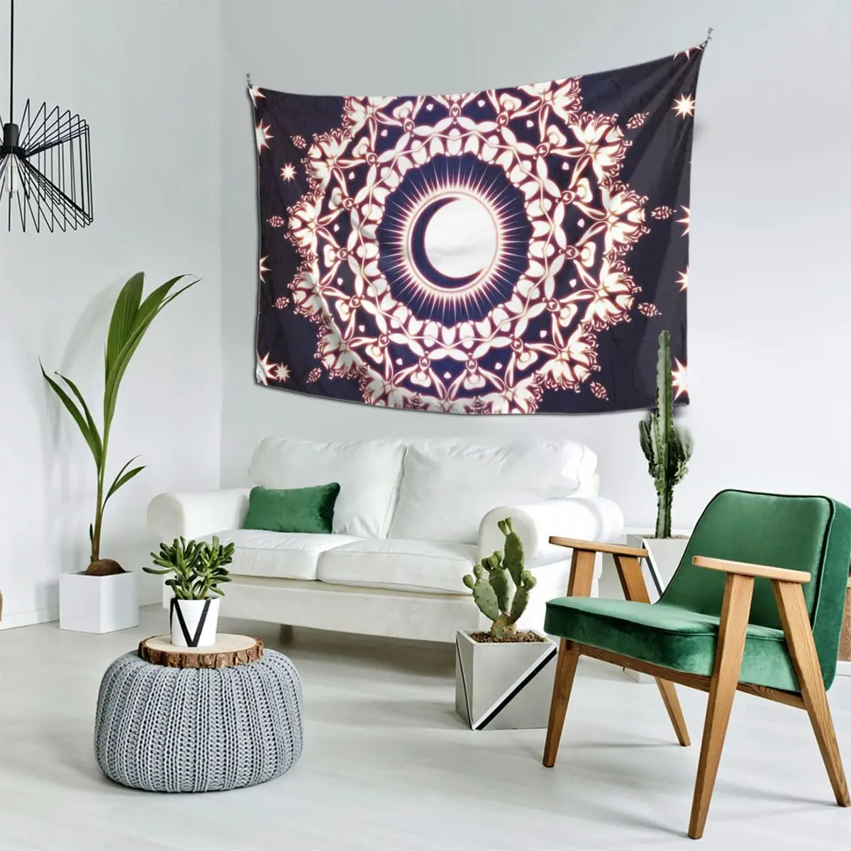 Zon Maan & Sterren Gloeiende Spirituele Meditatie Zen Hippie Mandala Tapijt Op De Muur Tapijt Wandtapijt