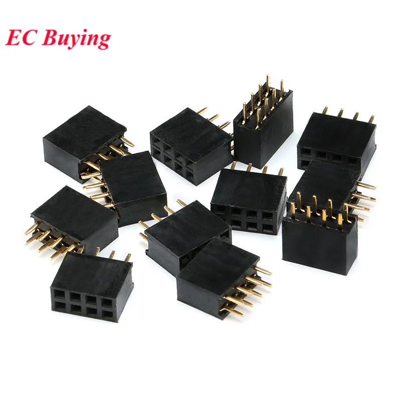 50/10 sztuk 2X4 PIN 4Pin dwurzędowy pin żeński nagłówek gniazdo rozstaw 2.54mm 2*4P prosty pasek pinowy złącze wtykowe