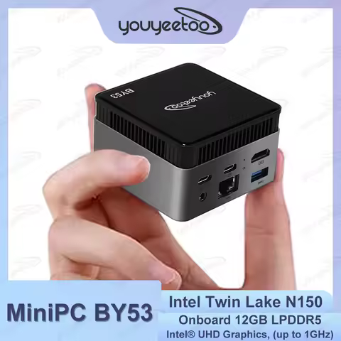 youyeetoo BY53 Windows 11 Mini PC Intel N150 12GB LPDDR5 M.2 2242 SSD With HDMI 2.0 4K Output WiFi5/BT5.0 Support One-Click Boot