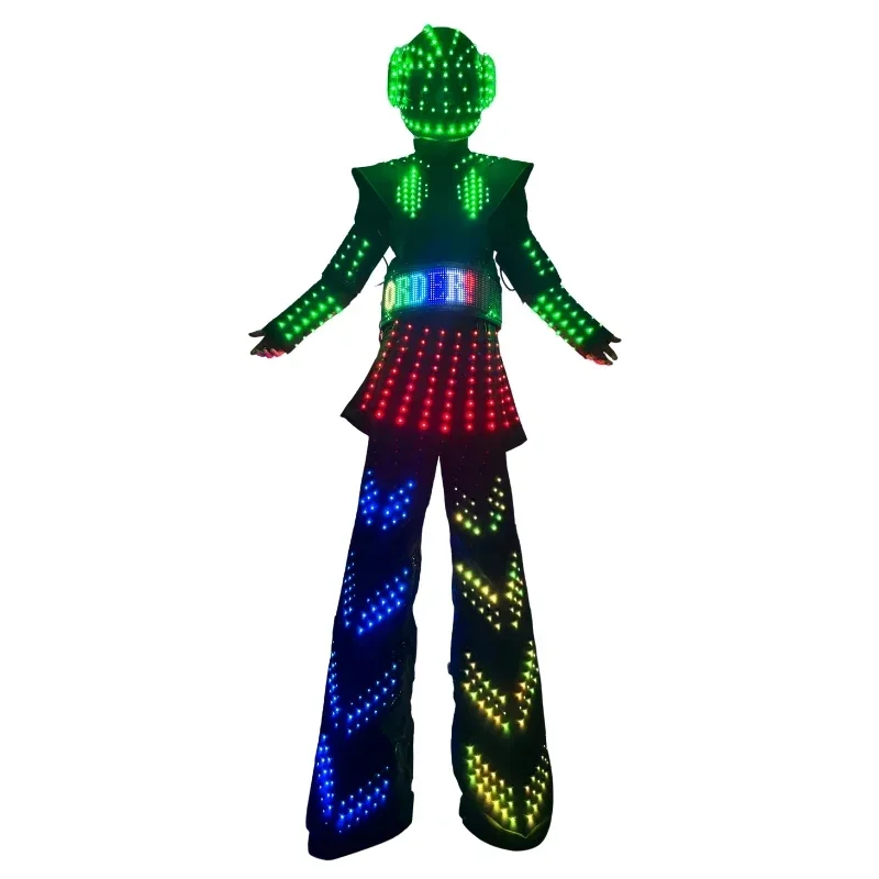 

LED Robot Costume Female Skirt Dress Stilt Robot Suit Kryoman david guetta Future Female Warrior Party Show