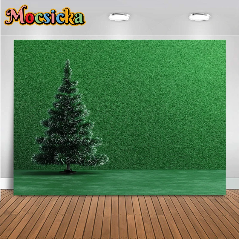 Mocsicka Green Christmas Tree Photography Background Shooting Props Xmas Wall Decoration Adult Children Photo Backdrop Wallpaper